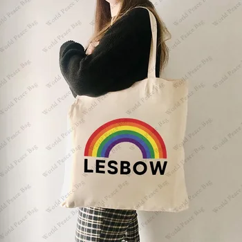1 предмет, чанта-тоут с розови петна Lesbow, холщовая чанта за всеки ден, дамски множество чанта за пазаруване, подарък на месеца на гордост за гей