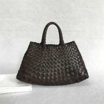 23 нова нишевая луксозна марка дамски чанта 8893, кошница за зеленчуци, плетени, от естествена телешка кожа, ежедневна чанта през рамото си, през рамо, чанта кофа