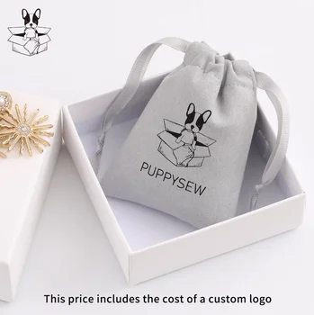 50 сиво микрофибър персонализирани чанти с цветен логото на съвсем малък, обичай чанти, чанти за бижута, чанти за колиета, опаковане, опаковки