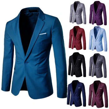 9 Цвята Мъжки блейзър Моден Бутик, монофонични Официален бизнес костюм, сако, сватбени костюми на булката и шаферките, палто