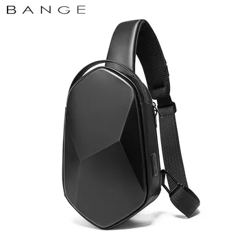 BANGE Hard Shell Design 3.0 с USB Зареждане Чанта През Рамо Рамо Чанти Мъжки Водоустойчив Отличителни Чанти за Кратко Пътуване за Мъже Чанта-Прашка