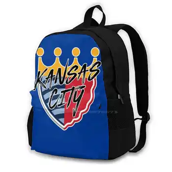 Kc Sports 3d Дизайн и печат Раница за Ежедневна чанта Kansas City Kc Рояли Chiefs Sporting Sporting Kc Skc Бейзбол, Футбол Soccer