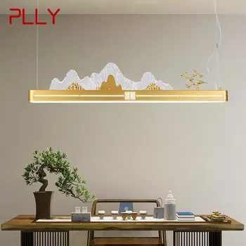 PLLY LED 3 цвята Модерните висящи лампи С гледката в китайски стил, Луксозен Златен Полилей за дневна в Чайном колиба