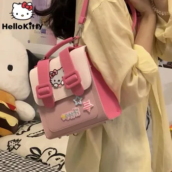 Sanrio Hello Kitty, прекрасна розова чанта, малка квадратна чанта с анимационни звезда, дамски модерна чанта Cambridge Bag Y2k Sweet Girl Backpacks