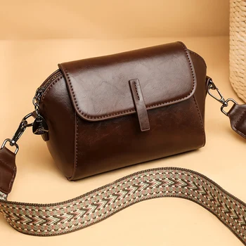Висококачествена Малка дамска чанта за през рамо, на тенденциите, 2023, луксозна чанта от кожа с масло и восък, модни дамски чанта и монети в чантата си-месинджър
