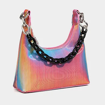 Градиент на цветна чанта към веригата под мишниците, модерна дамска чанта с леопардовым модел, модни висококачествена чанта през рамо, чанта през рамо