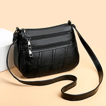 Дамска чанта за през рамото от изкуствена кожа, прости обикновена чанта-незабавни посланици през рамо, модерна чанта за майките, жените чанта с множество джобове, дамски чанта
