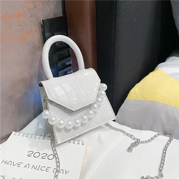 Дамски ежедневни чанта, модерен Мини чанта 2023, нова верига-месинджър с едно рамо, перлена ръчно кожа, скъпа чанта от желе за момичета-конфеток