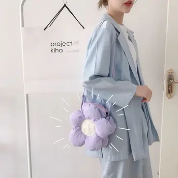 Дамски чанта през рамо с Корейски цвете 2023, нова Лятна скъпа чанта-месинджър, контрастная Мека чанта за момичета, просто Универсална