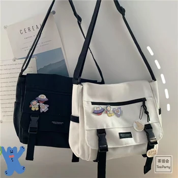 Дамски чанти през рамо в японски стил, холщовая чанта с голям капацитет, дамски чанти, ученически чанти за момичета, чанта през рамо, чанта за книги Bolso