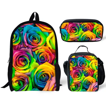 Детска училищна чанта за момичета с цветни 3D принтом, детска раница, чанта на едно рамо, чанта за обяд, молив случай, детска чанта за книги, подарък