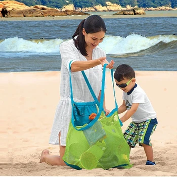 Детски Играчки Плажна Чанта Големи Мрежести Торбички За Съхранение на Играчки Плажен Пясък Инструмент За дноуглубления Чанта За Съхранение Чанта Детска Чанта През рамо