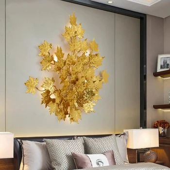 Златен модерен led монтиран на стената лампа, дизайн на декоративен фон, монтиран на стената лампа, лампа за украса на фоайето на луксозен хотел