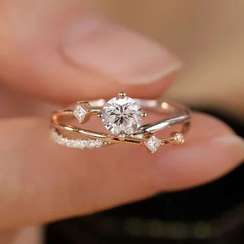 Инкрустированное пръстен с Модерен Дизайн Сватбен Подарък