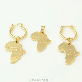 Комплекти бижута с карта на Африка Adixyn Комплекти бижута златен цвят за Африка/ Етиопия/Кения/Нигерия за подаръци за жени и момичета