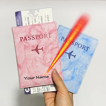 Корици за паспорти с мраморни имена, визитки, държач за билети, Пътнически портфейл, Pu Калъф за паспорти, Органайзер за документи за пътуване.