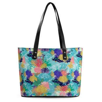 Красиви чанти с черепашками, многоцветни коралови рифове, офис чанта, дамски ежедневни чанта през рамо, чанти за ръце от изкуствена кожа с дръжка