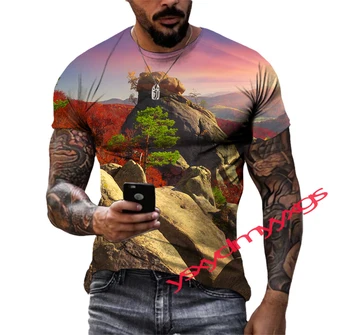 Летен отдих, Мъжка Тениска с изображение на Червен Клен, Хип-Хоп, 3D Принт, Индивидуални Забавни Тениски С Кръгло деколте И Къс Ръкав, Потници