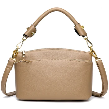Луксозна дизайнерска чанта през рамо за жени на марката 2023, 3-слойная bag-чанта, дамска чанта-тоут от висококачествена естествена кожа, чанта по чанта