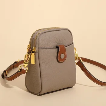 Малка дамска чанта за през рамото от естествена кожа, Дамски дизайнерски модни малка чанта-месинджър дамски