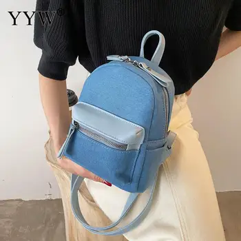 Модерен мини-раница за момичета, дамски чанти, холщовые пътни чанти, Дамски раница Mochila Feminina, синьо кратки раница 2021 г.