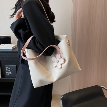 Модерна нова дамска чанта на едно рамо от изкуствена кожа с голям капацитет, просто случаен широка презрамка, дамски чанти-тоут за междуградски пътувания