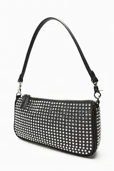 Модерна чанта под мишниците с диаманти, черна женска чанта през рамо, чанти през рамо с кристали, дамски чанти, чанти, женски клатч