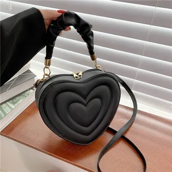 Модерна чанта през рамото във формата на сърце Любов, малки чанти, чанти през рамо за жени, чанта с горната дръжка от твърда изкуствена кожа, новост 2023 година