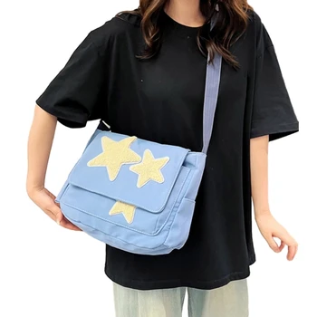 Модерна чанта, чанти и калъфи за книги, чанта през рамо с шарени звезди, чанта през рамо за тийнейджърка, универсална чанта-месинджър голям капацитет 517D