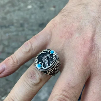 Модно просто пръстен мъжки пръстен, бохем Ретро бижу, Геометрично мъжки пръстен, Квадратен син камък, цинк, сплави, сватбена женски пръстен
