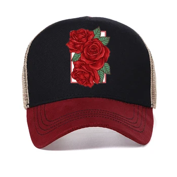Мъжка бейзболна шапка с принтом рози за мъже, дамски бейзболна шапка с флорални принтом, улични и хип-хоп шапка рапъри, шапка за спортове на открито, мъжки дамски шапка