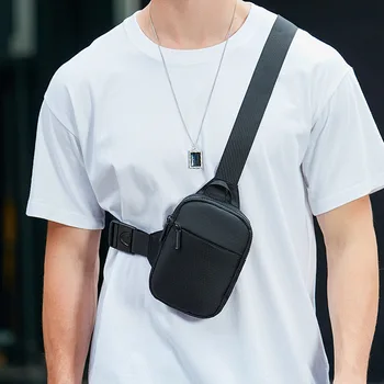 Мъжка черна нагрудная чанта, карта за дреболии, спортна чанта, лека и проста Квадратна многофункционална чанта през рамо, мини чанта през рамо