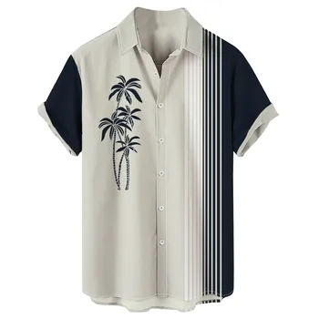 Мъжки Ризи с къс ръкав Копчета с Гавайским Принтом, Мъжки Ежедневни Модерен Ризи С Къс Ръкав В Корейски стил dongdaemun, висококачествено Облекло