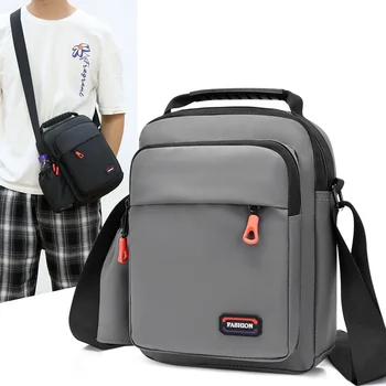 Мъжки чанти от плат Оксфорд голям капацитет, модерна проста чанта-месинджър, спортна чанта за отдих, странични джобове, мъжка чанта през рамо