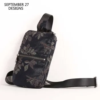 Нагрудная чанта от естествена кожа, луксозна дамска мини-месинджър с принтом, чанти през рамо от овча кожа, модерен дамски малки чанти за мобилни телефони