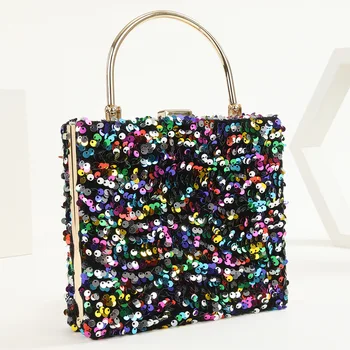 Нова дамска ръчна чанта за вечеря, женствена чанта с ярки пайети, модни висококачествена чанта за парти