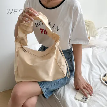 Нова чанта, мека найлонова чанта на рамото, дамска мода, дизайн с разгъване на съвсем малък, Женствена чанта на китката голям капацитет