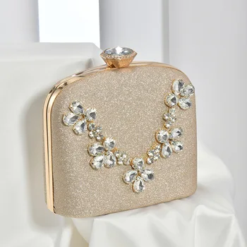 Нови дамски официални чанти с бриллиантовыми цветя, портмонета за банкет, мини-партита, вечеря, луксозни вечерни чанти за дами Директен доставка