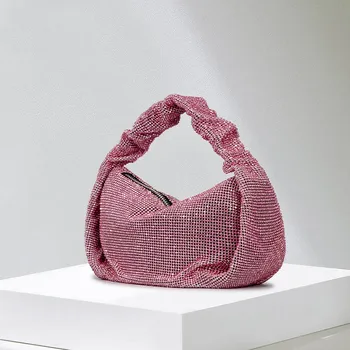 Нови дамски чанти-тоут с розови кристали, стилна вечерна дамска чанта, crystal дамски дамска чанта, дамски блестяща празнична чанта през рамо