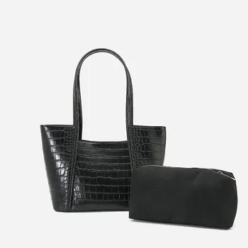 Оригинални реколтата, чанти през рамо с крокодиловым модел за жени, ниша, черни чанти-тоут от изкуствена кожа за жени, модни универсални чанти