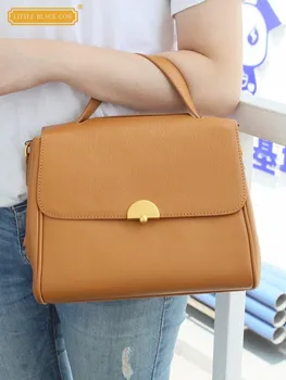 Офис дамска елегантна чанта-тоут от естествена телешка кожа, однотонная bag-въздушна възглавница за голям капацитет, дамски чанти-месинджър на колана през рамото си