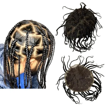 Парчета индийски естествена коса 8x10 Косичек, перука, Завързана с пълна дантела за чернокож мъжете