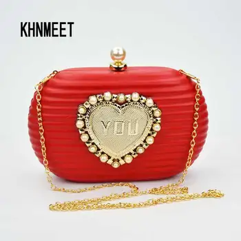 Писмо с любов, Червена кутия, дизайнерски вечерна дамска чанта, чанта на верига, дамски чанти-клатч