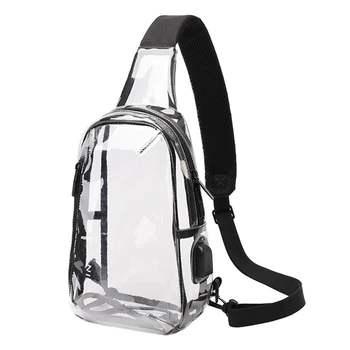 Прозрачната чанта-прашка, чанти през рамо от PVC, прозрачна, ден за ден в гърдите телефон