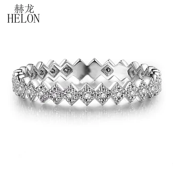 Пръстен с диаманти HELON От бяло злато 10 карата с естествени диаманти, модерни изискани бижута, женски венчален пръстен