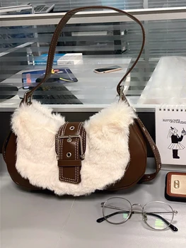 Реколта женствена чанта през рамо, однотонная кафява ежедневна чанта в стил мозайка, есен-зима, модерна чанта през рамо в корейски стил.