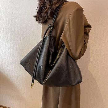 Реколта модни чанти-тоут за жени, есен 2022, нова луксозна дизайнерска чанта Голям капацитет, чанта през рамо от мека кожа, купувач през рамо