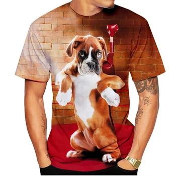 Тенденцията 2023 г., 3D Печат, Къс ръкав, Тениска с мил домашен любимец, Куче, Къс ръкав, Мъжки тениска с дизайн на Кучета, Размер XXS-6XL