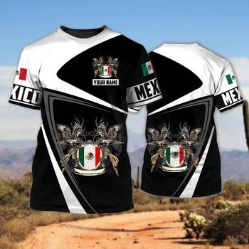 Тениска С Принтом на Националното знаме на Мексико За Мъже, 3D Принт Орел, Тениска Оверсайз С къс ръкав И Кръгло деколте, Градинска Тениска, Топ