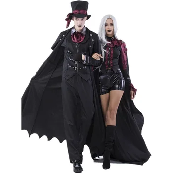 Хелоуин, cosplay Тъмен вампир, костюм демон за един господин, бар, нощен клуб, мъжки и женски костюми за сценични изяви, двойки
